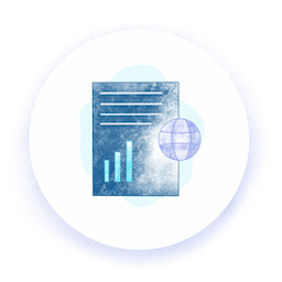 Abstract portfolio icon with graphics, in blue tones.